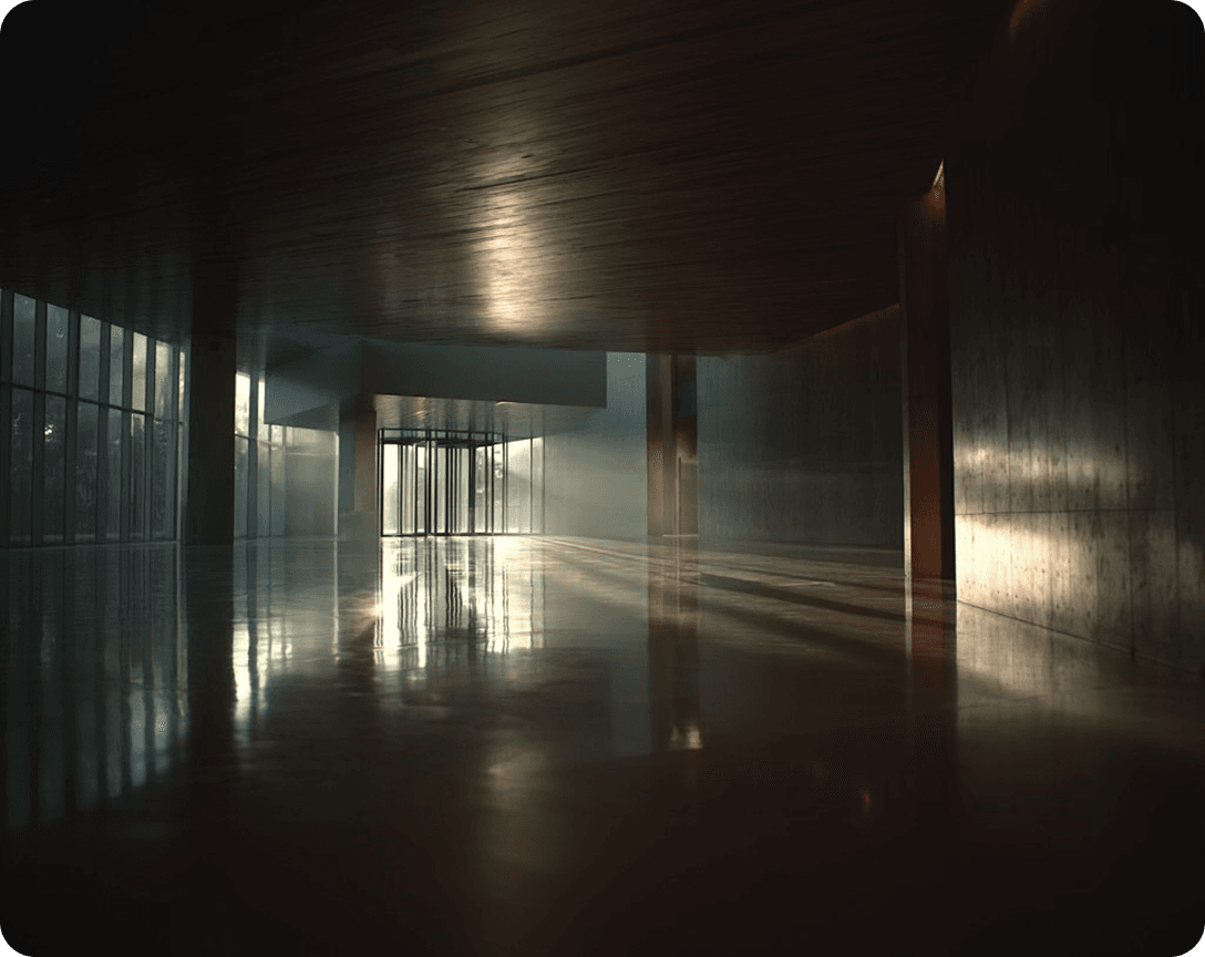 Architectural hallway with directional light