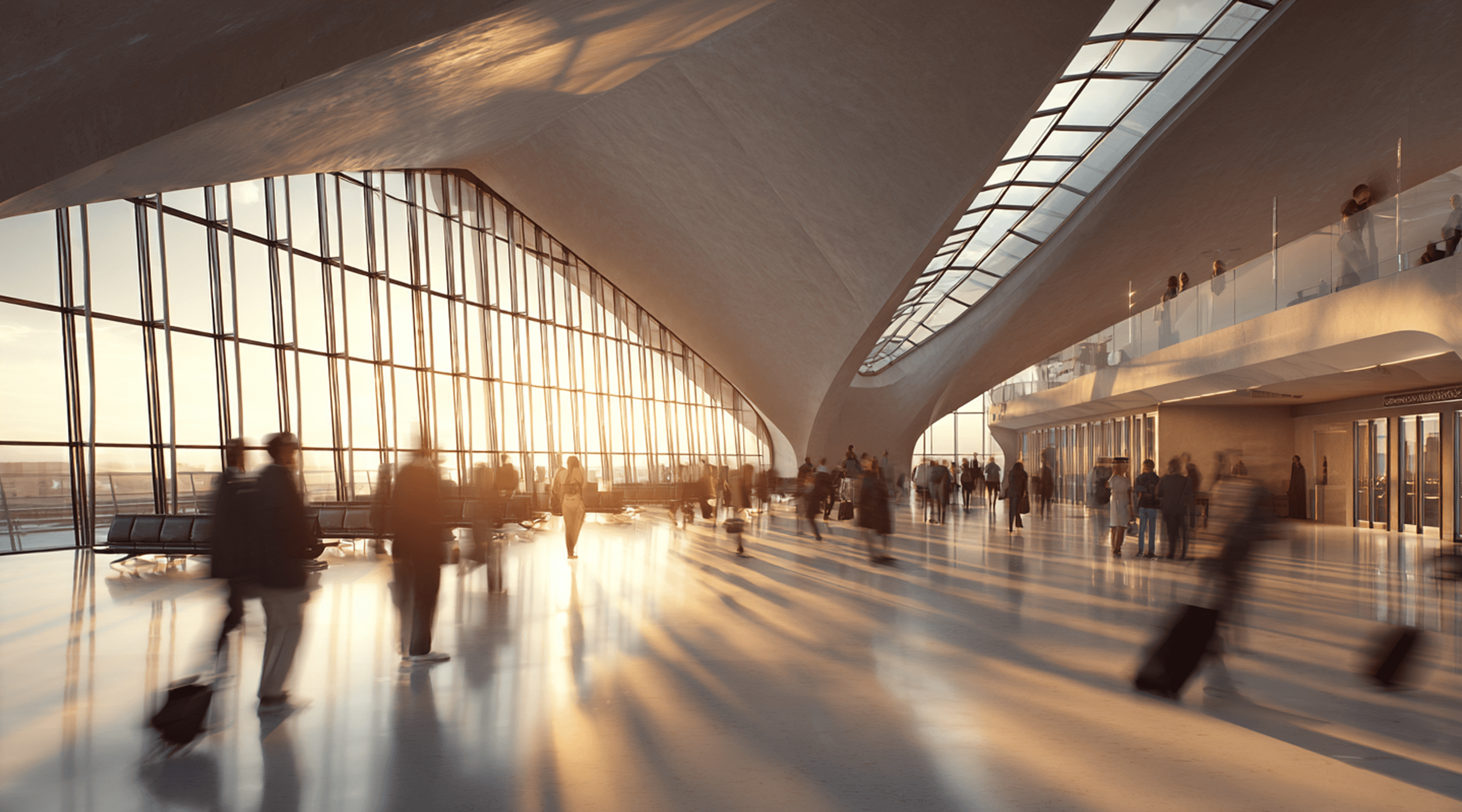 Airport terminal with passenger flow