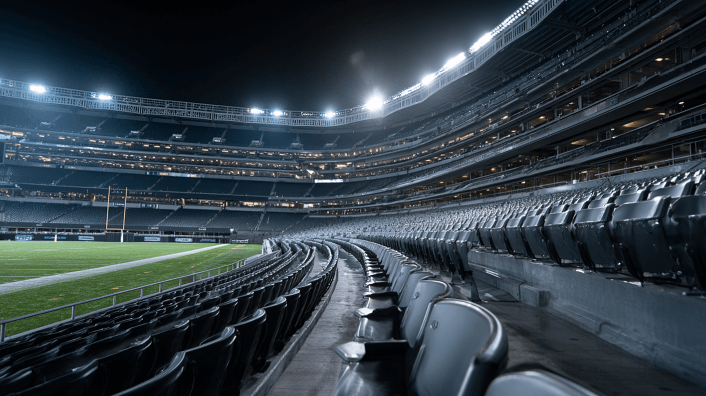 Luxury stadium seating with clean operational finish