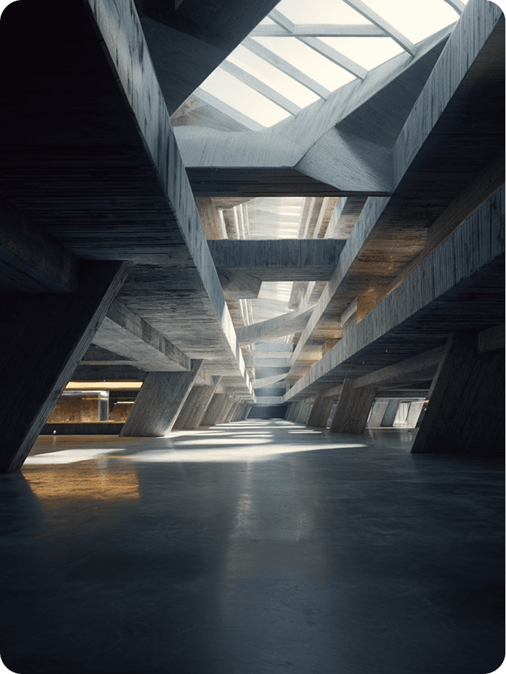 Engineered concrete process environment with skylights